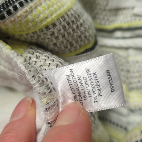 LOFT Yellow Striped Textured Linen Blend Riviera Short - Picture 5 of 5